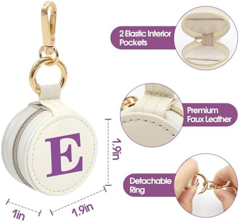 Mini Initial Travel Jewelry Case Ring Holder Gifts for Women Girls
