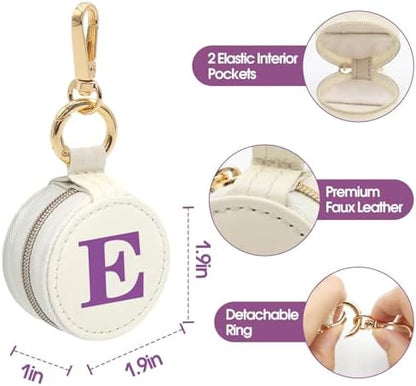 Mini Initial Travel Jewelry Case Ring Holder Gifts for Women Girls