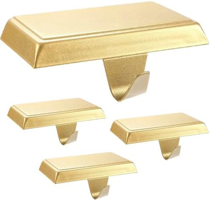 Komotu 4 Pcs Metal Christmas Stocking Holders for Mantle - Weighted