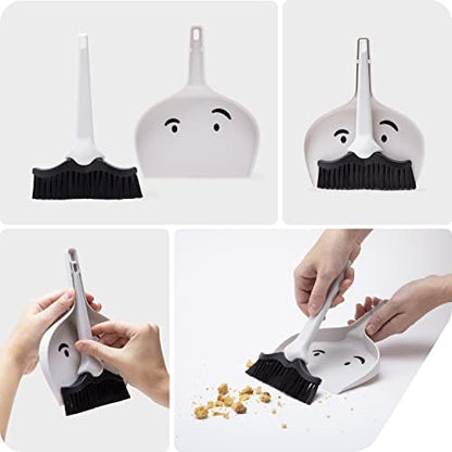 Peleg Design Dustache Small Dustpan and Brush Set, Mini Broom and