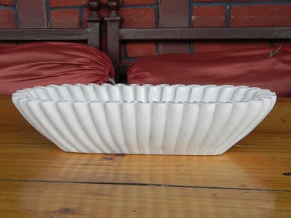 Handcrafted Decorative Marble Scallop Bowl - White Decorative Ruffle