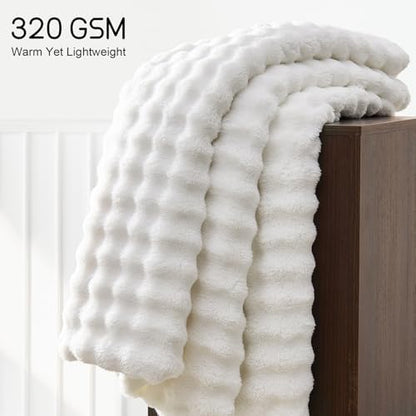 Lotus Karen 3D Bubble Fleece Blanket for Couch - Ultra Soft Fluffy