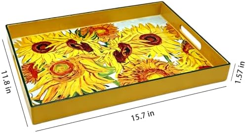 Classic Impressionist Sunflower Decorative Serving Tray, 15.7" x 11.8"