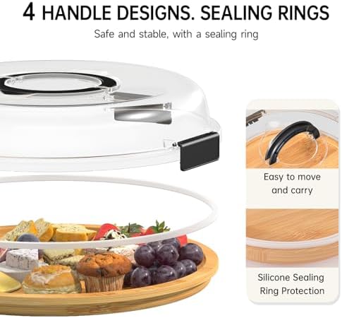 Renmxj Large Round Charcuterie Boards with Lid, Cheese & Serving Tray