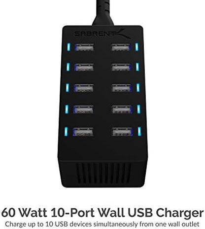 SABRENT 60W 10-Port USB Charging Station, Auto-Detect (AX-TPCS)