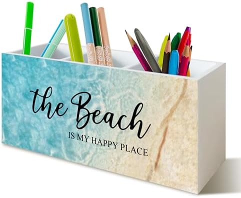 Beach Gifts for Women Men, The Beach Is My Happy Place Pen Holder for
