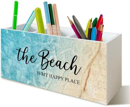 Beach Gifts for Women Men, The Beach Is My Happy Place Pen Holder for