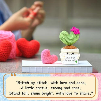 Get Well Gifts for Women, Handmade Crochet Cactus Plant