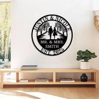 Personalized Couple Metal Sign, Custom Wedding or Anniversary Sign