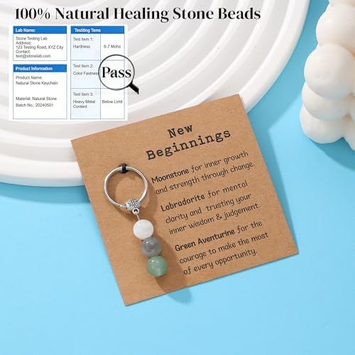 GINAZL Natural Crystals Keychain Gift for New Beginnings, New