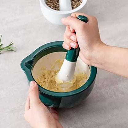 Grinder Herb Bowl Porcelain Mortar and Pestle Set, Dark Green Mortar