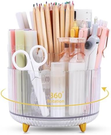 SKYDUE Rotating Pencil Pen Holder, Pen Organizer with 5 Slots