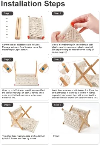 Mkono Macrame Magazine Holder, Boho Woven Book Rack Basket, 14" L x