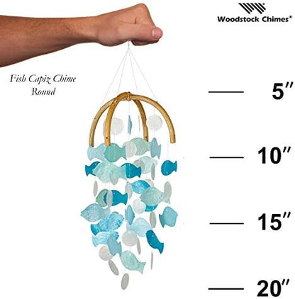 Woodstock Chimes Asli Arts Collection, Fish Capiz Chime, 20'' Round