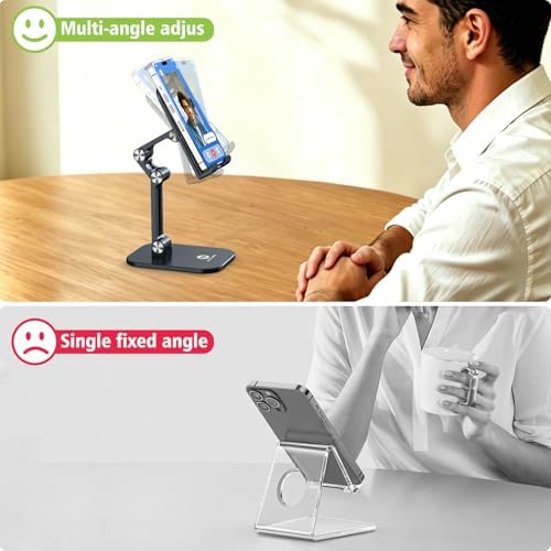 OCYCLONE Phone Stand for Desk, Foldable Cell Phone Stand Holder, Black