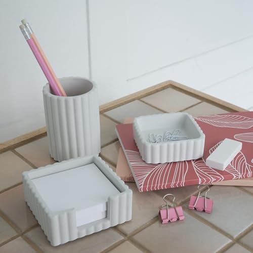Modern Aesthetic Desk Accessories Set of 3 - Stylish Concrete
