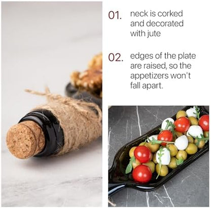Melted Wine Bottle Serving Boards - Decorative Rectangle Serving Trays