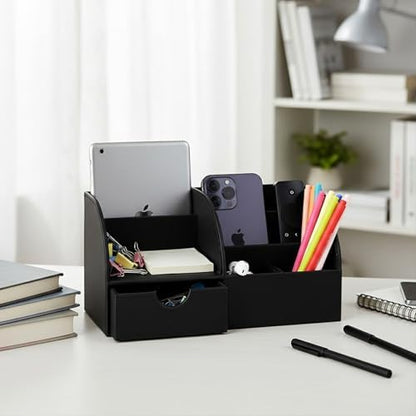 UnionBasic Desk Organizer - Multifunctional Leather Desktop Pen Holder
