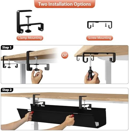 Univivi No Drill Under Desk Cable Management Tray, 36 inch Cable