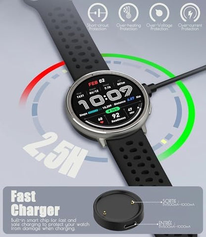 2 Packs 3.3Ft USB-A Charger Compatible with Amazfit Active 2/Amazfit