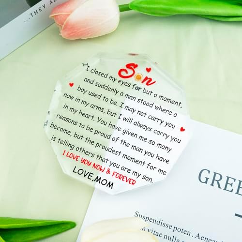 To My Son Gifts for Son from Mom I Love You Acrylic Desk Plaque