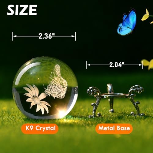 IFOLAINA 3D Butterfly Crystal Ball Gifts Ideas for Girlfriend Wife Mom