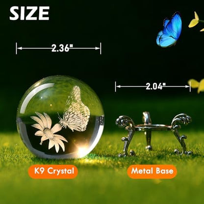 IFOLAINA 3D Butterfly Crystal Ball Gifts Ideas for Girlfriend Wife Mom