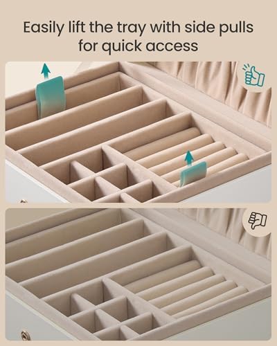 SONGMICS 2-Layer Jewelry Box, Jewelry Organizer with Handle, Removable