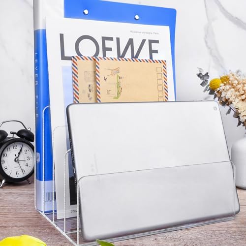 4 Section Acrylic File Organizer, Clear Desk Organizer and