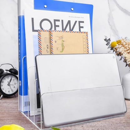 4 Section Acrylic File Organizer, Clear Desk Organizer and