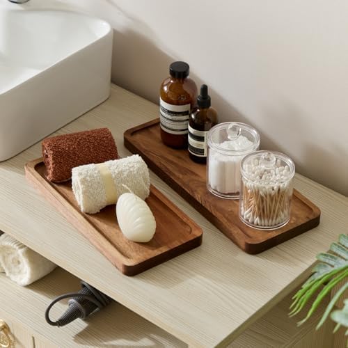 Bathroom Vanity Tray, Acacia Wood Counter Tray, Toilet Tank Tray