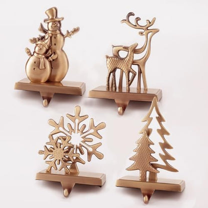 4pcs Christmas Stocking Holders for Mantel, Snowman Stocking Hangers