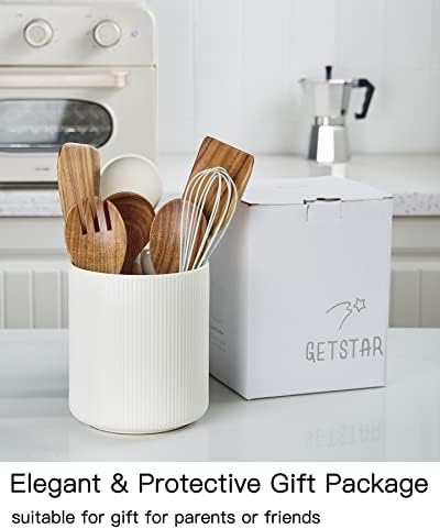 getstar Large Kitchen Utensil Holder, 7.2" Vintage Ceramic Utensils