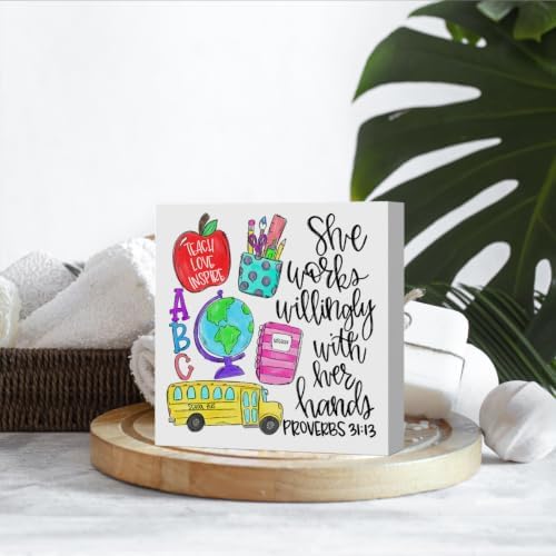 Teacher Desk Decor, Christian Wooden Box Sign Teacher Appreciation