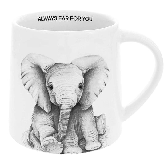 Pavilion Ear for You Elephant Stoneware Mug, 17 oz