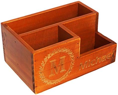 Personalized Wooden Desktop Organizer - Custom Home Desk Organizer