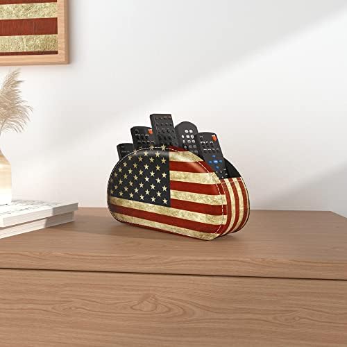 Leather Remote Caddy Desktop Organizer with 5 Spacious Compartments