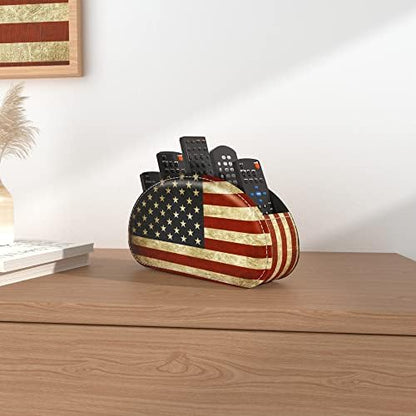 Leather Remote Caddy Desktop Organizer with 5 Spacious Compartments