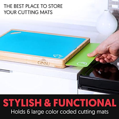 Ginsu Bamboo Cutting Board Set with 6 Mats, Wood Cutting Boards for