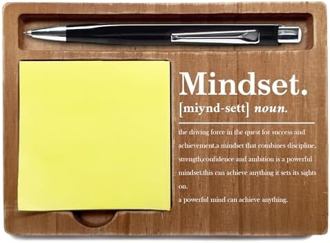 Wooden Desk Note Pen Holder, Inspirational Mindset Office Desk Decor