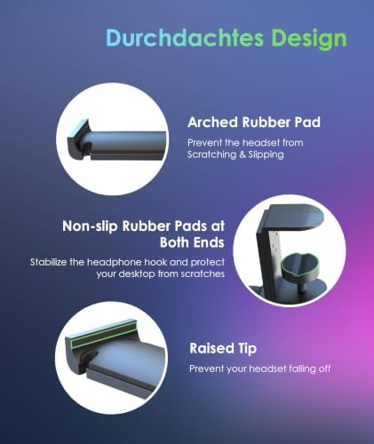 6amLifestyle Foldable All Aluminum Headphone Hook Holder for Desk