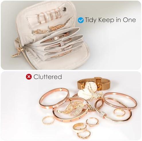 SITHON Small Travel Jewelry Case with Ring Holder, Mini Jewelry Pouch
