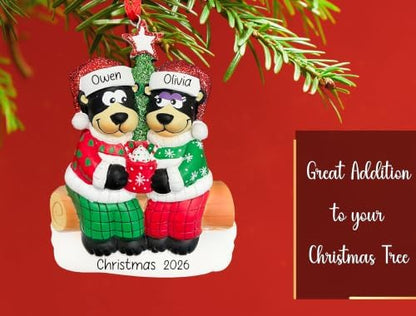 Personalized Black Bear Couple Christmas Ornament 2026 - Our First