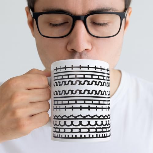Funny Hidden Message Ceramic Coffee Mug, 11oz, Black Rune Pattern