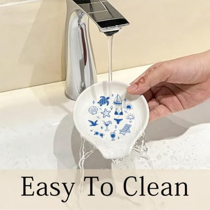 Ocean Ceramic Spoon Rest for Stove Top 3.4 x 3.4 x 0.7 Inch Spoon