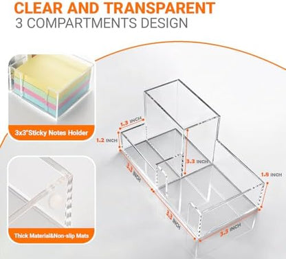 Pen Holder for Desk Clear Pencil Holder with Sticky Notes Holder
