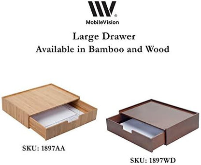 MobileVision Bamboo Drawer Large, Monitor Stand & Stackable Storage