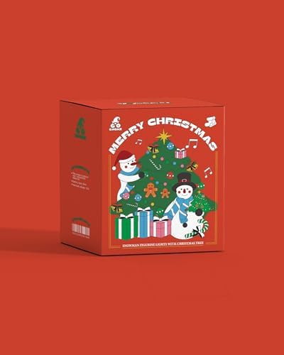 GoGnome Duo 5'' Resin Snowman Figurines with Lighted Christmas Tree