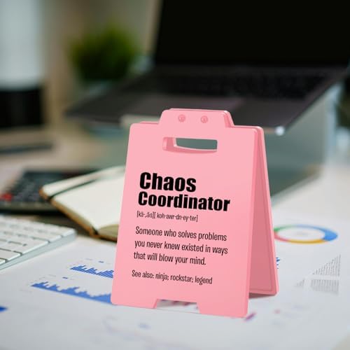 Chaos Coordinator Gifts for Work Anniversary – Funny Pink Desk Decor