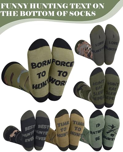 Eurzom 6 Pairs Funny Hunting Socks for Men Outdoorsy Gifts